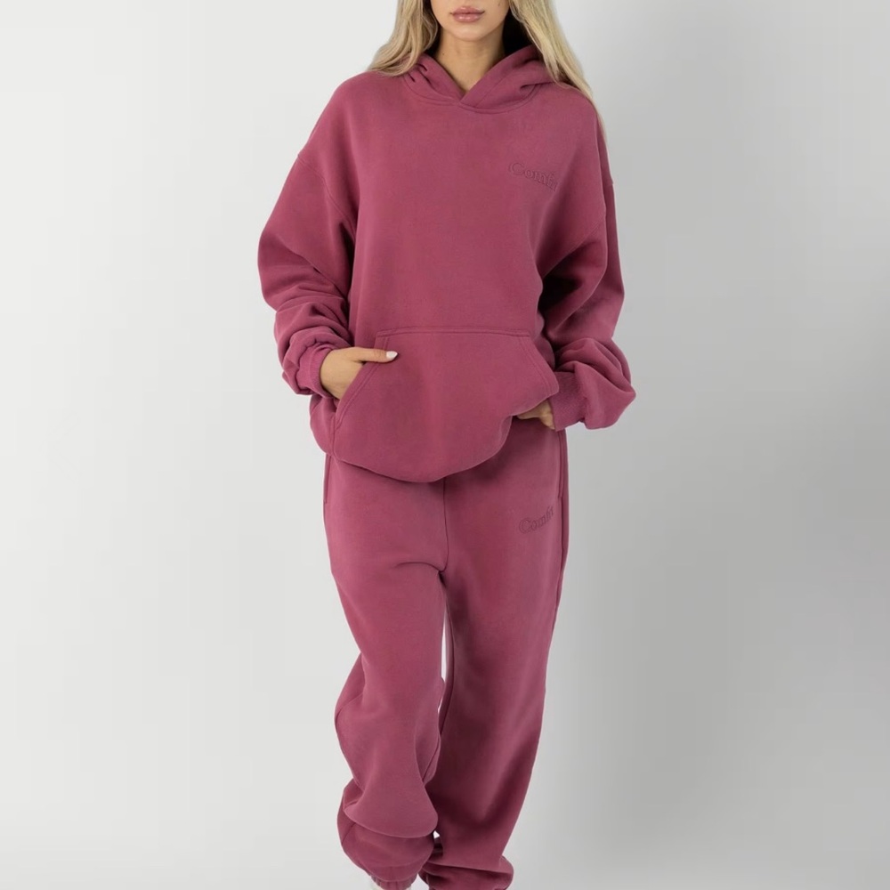 Comfrt Minimalist Sweatpants & Hoodie. XS - Berry